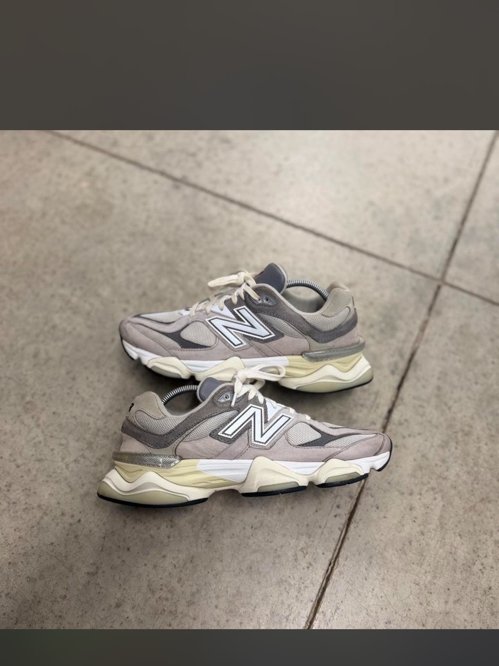 New Balance Neutral Grey and Cream Chunky Runner Sneakers